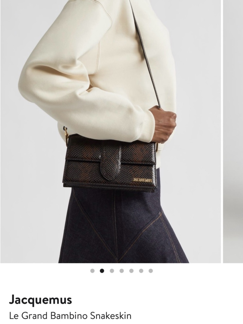 Jacquemus Le Grand Bambino Snakeskin Shoulder Bag in Dark Brown